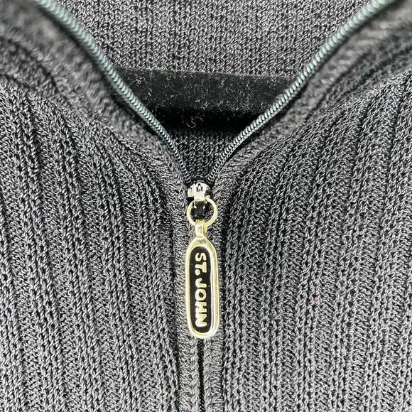 St John Sport By Marie Gray 1/4 Zip Ribbed Knit Sweater Women’s Large Made in US - Picture 3 of 5